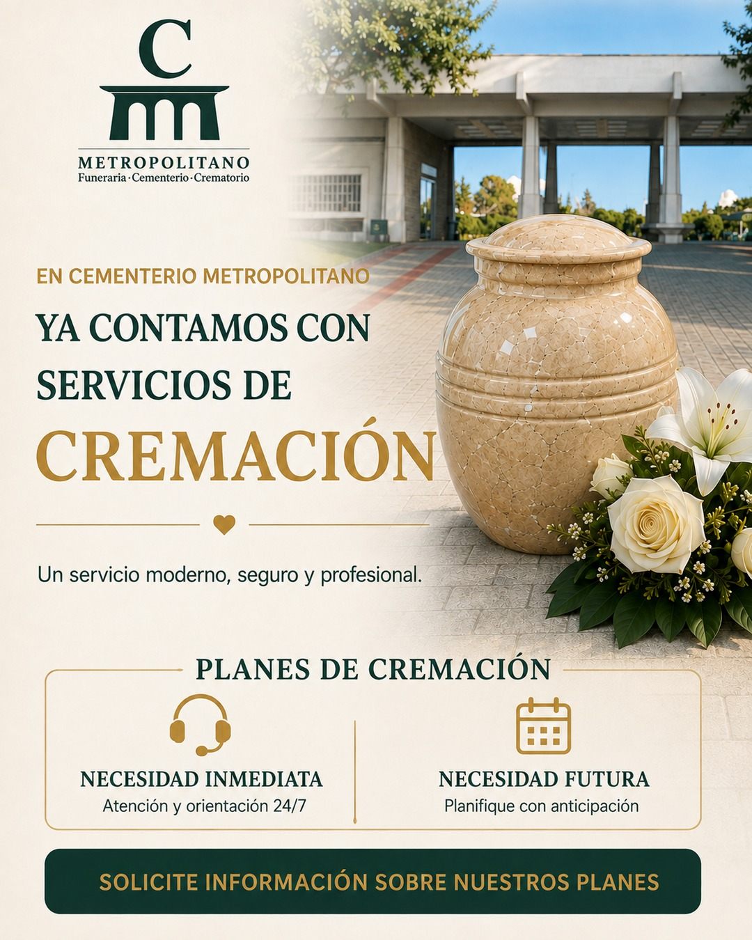 Ya contamos con servicios de cremación: solicite información sobre nuestros planes
